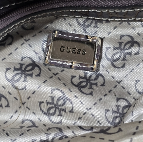 RARE- Vintage Y2K Guess Large Tapestry Cloth Alligator Print Handbag - Picture 11 of 12